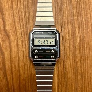 Vintage Style A100WE-1A Casio Silver Digital Watch from Alien